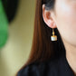 Silver gold plated Hetian jade earrings