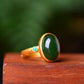 Silver gold plated Hetian jade ring