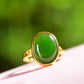 Silver gold plated Hetian jade ring