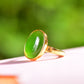 Silver gold plated Hetian jade ring