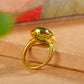 Silver gold plated Hetian jade ring