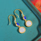 Silver gold plated Hetian jade earrings