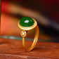 Silver gold plated Hetian jade ring