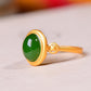 Silver gold plated Hetian jade ring