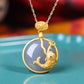 Silver gold plated Hetian jade pendant