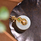 Silver gold plated Hetian jade pendant