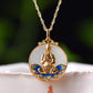 Silver gold plated Hetian jade pendant