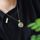 Silver gold plated Hetian jade pendant