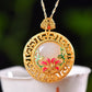 Silver gold plated Hetian jade pendant