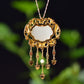 Silver gold plated Hetian jade pendant