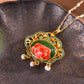 Silver gold plated Hetian jade pendant