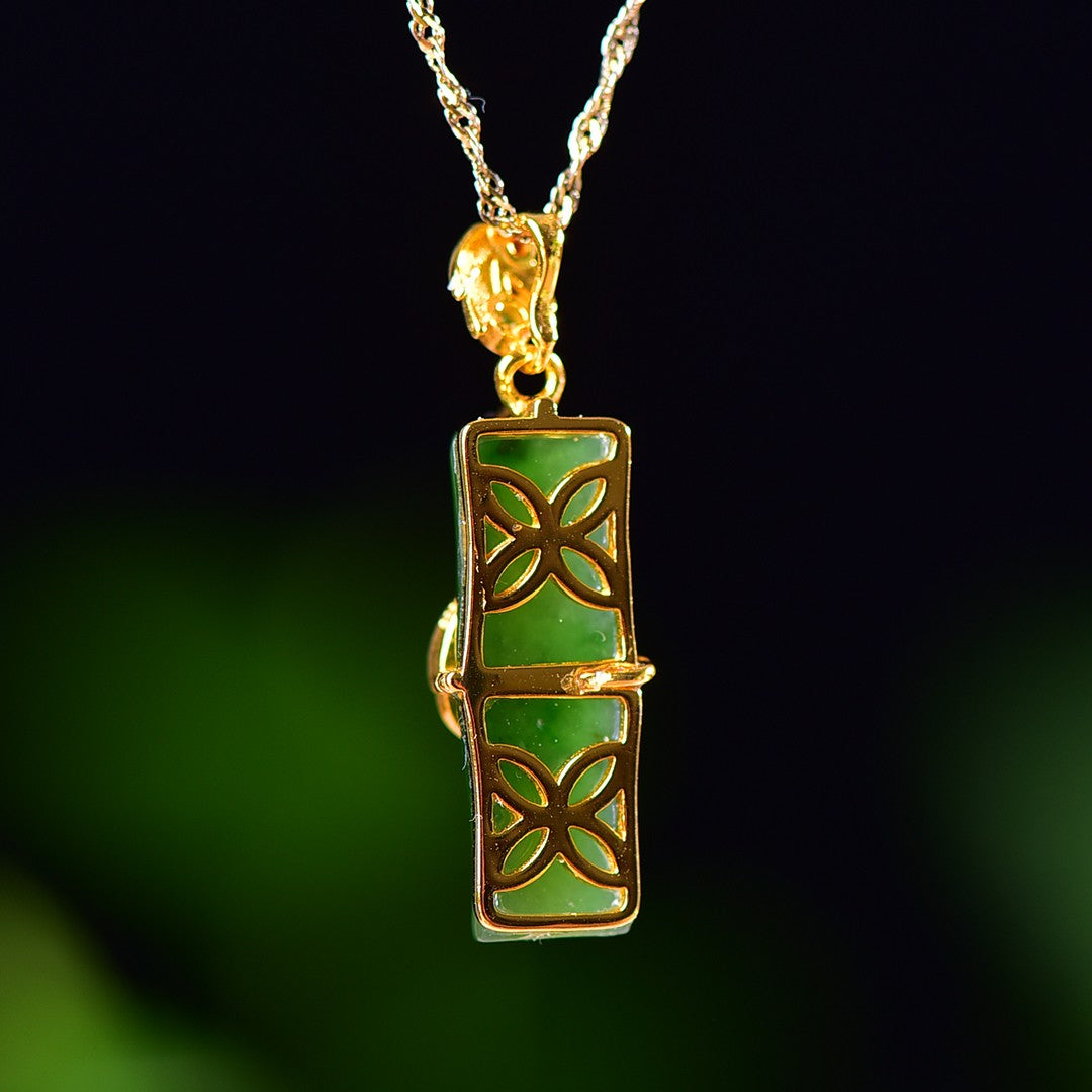 Silver gold plated Hetian jade pendant