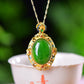 Silver gold plated Hetian jade pendant