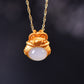 Silver gold plated Hetian jade pendant