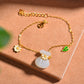 Silver gold-plated Hetian jade dancing life set thick frosted gold set