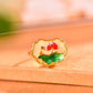 Silver gold plated Hetian jade ring