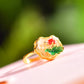 Silver gold plated Hetian jade ring