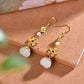 Silver gold-plated inlaid Hetian jade and multi-treasure earrings