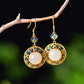 Silver gold plated Hetian jade earrings