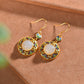 Silver gold plated Hetian jade earrings