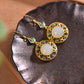 Silver gold plated Hetian jade earrings