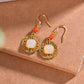 Silver gold plated Hetian jade earrings