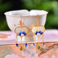 Silver gold plated Hetian jade earrings