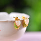 Silver gold plated Hetian jade earrings