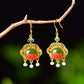 Silver gold plated Hetian jade earrings