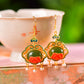 Silver gold plated Hetian jade earrings