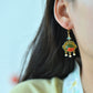 Silver gold plated Hetian jade earrings