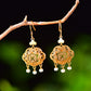 Silver gold plated Hetian jade earrings