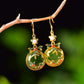 Silver gold plated Hetian jade earrings