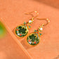 Silver gold plated Hetian jade earrings