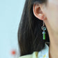 Silver gold plated Hetian jade earrings