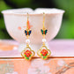 Silver gold plated Hetian jade enamel set