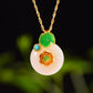 Silver gold plated Hetian jade enamel set