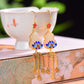 Silver gold plated Hetian jade earrings