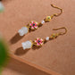 Silver gold plated Hetian jade earrings