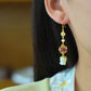 Silver gold plated Hetian jade earrings