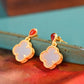 Silver gold plated Hetian jade earrings