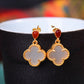 Silver gold plated Hetian jade earrings