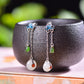 Silver gold plated Hetian jade earrings