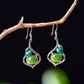 Silver gold plated Hetian jade earrings