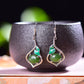 Silver gold plated Hetian jade earrings