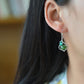 Silver gold plated Hetian jade earrings