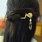 Silver gold plated Hetian jade hairpin