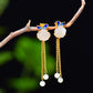 Silver gold plated Hetian jade earrings