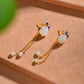 Silver gold plated Hetian jade earrings