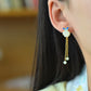 Silver gold plated Hetian jade earrings